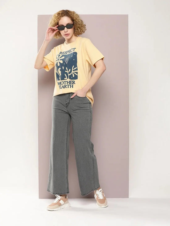 Dillinger Beige Graphic Oversized T-Shirt-WMNCR500BGE-XS