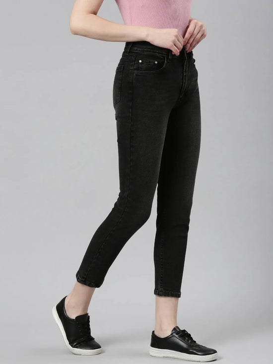 Women Grey Solid Regular Fit Denim Jeans-GZ-5540-2-Grey