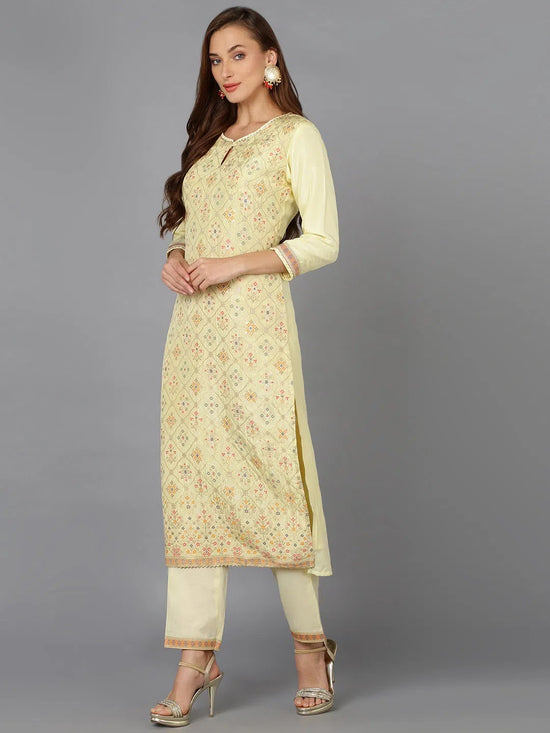 Silk Blend Lemon Yellow Jacquard Party wear