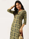 Women's Green Printed Straight Kurtas-NJ-3030399-Green