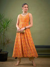 Women Yellow Floral Sweetheart Neck Anarkali Kurta