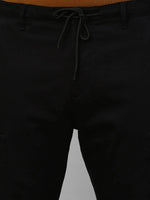 Genips Men's Cotton Stretch Black Bahamas Cargo Fit Solid Cargo