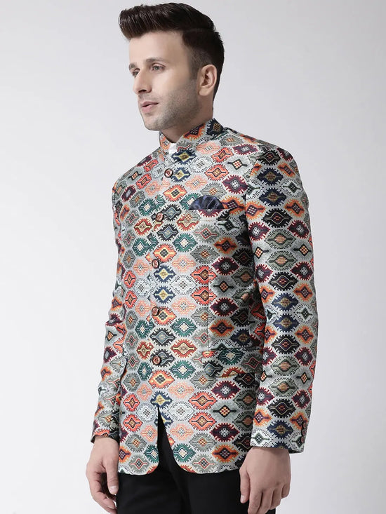 Hangup Men Standard Printed Men Formalwear-D122_5Button_Blazer