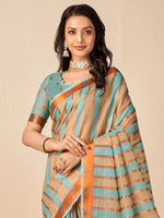 Saree Mall Women's Cotton Blend Blue Woven Design Designer Saree With Blouse Piece-NAMYA78301