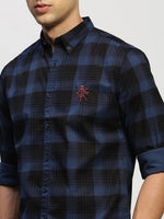 Men Blue Checked Shirt-CLEON-1787-Blue