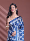 Blue Silk Soft Saree With Paisley Print-MA60BSL01400045