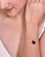 Gold Plated Black Clock Charm Bracelet-VOJ131