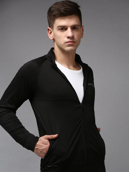 Men Black Solid Sweatshirt-DF-022-Black