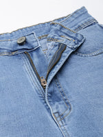 Women Blue Solid Flared Denim Jeans-GZ-5513-Blue