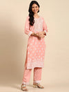 Women's Peach Printed Kurta Set-MRF-1164-Peach