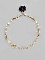 Gold Plated Black Clock Charm Bracelet-VOJ131