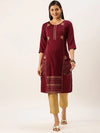 Women's Magenta Solid Straight Kurta-DF-1212-Magenta