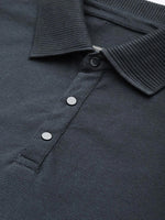 Dillinger Navy Blue Solid Regular Snap Polo T-shirt