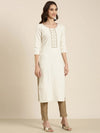 Women Cream Solid Straight Kurta-SKC-840-Cream