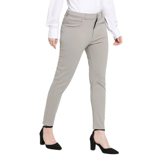 Smarty Pants Women's Cotton Lycra Ankle Length Pastel Grey Color Formal Trouser