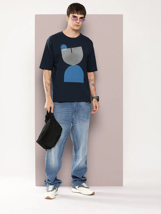 Dillinger Navy Blue Graphic Oversized T-shirt-DLMOV284NVY-S