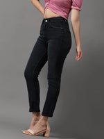 Women's Charcoal Solid Slim Fit Denim Jeans-GZ-5178A-Charcoal