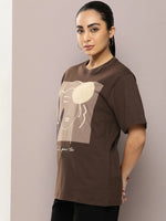 Dillinger Brown Graphic Oversized T-Shirt-WMNCR479CHO-XS