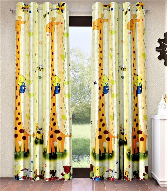 Home Sizzler 2 Piece Kid's Giraffe Print Door Curtains