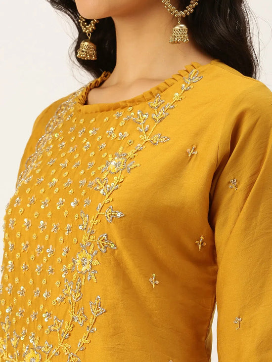 Women's Mustard Solid Straight Kurtas-SB-44464-Mustard