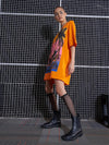 Women Orange FLORIDA Printed Oversized T-Shirt Dress