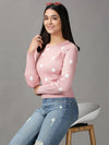 Women's Pink Solid Cinched Waist Top-RY-5515-Pink