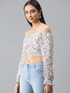 Women White Printed Crop Bardot Top-AE-7008-Whitemulti