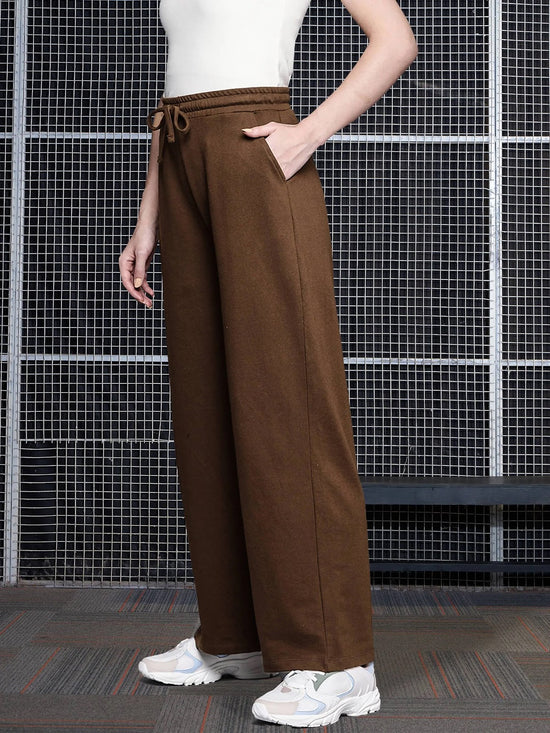 Women Brown Terry Track Pants