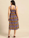 Corset Top Midi Dress in Multi color Ikkat Print