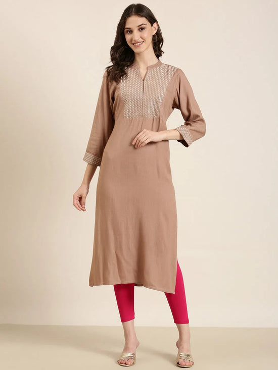 Women Mauve Solid Straight Kurta-UB-013-Mauve