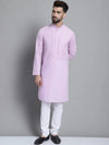 Men's Solid Pure Cotton Kurta With Pyjamas-JOKP-697Purple