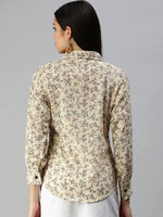 Women's Yellow Printed Shirt-AE-10197-Yellow