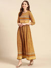 Women's Mustard Printed Anarkali Kurta-GW-2125-Mustard