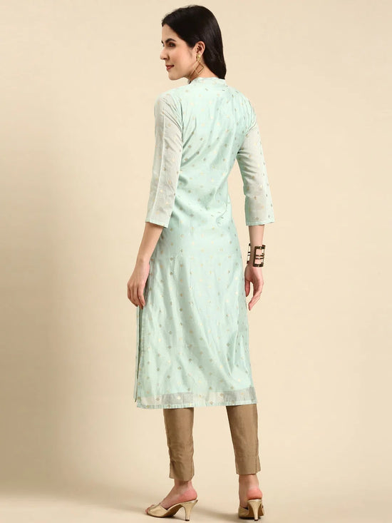 Women's Sea Green Printed Straight Kurta-GC-1008-Seagreen