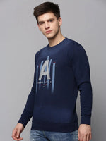 Men Navy Printed Sweatshirt-OD-6035-Navyblue