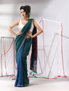 Teal Cotton Saree With Sequine Work And Zari Stripe Pallu-MA55CT06520124