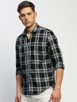 Men Black Checked Shirt-BRICHCHECKS-5615-Black