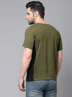 Rigo Olive Green Black Cut & Sew Half Sleeve Knitted Shirt