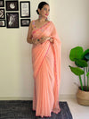 Avanshee Women's Latest Solid Georgette Saree With Embroidred Unstiched Blouse-AVN-1704-PEACH