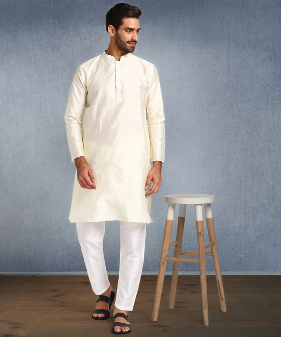 Hangup Men Standard Solid Men's Indian Wear-OffWhite_8_W14_Lkurta