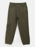 Girls Olive Twill Joggers