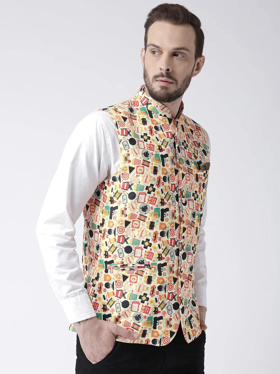 Hangup Men Standard Printed Men's Indian Wear-44APrintedNehru