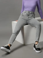 Women's Grey Solid Skinny Fit Denim Jeans-GZ-5292-1-Grey