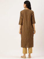 Women's Brown Printed Straight Kurtas-GW-1979-Brown