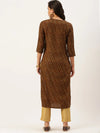 Women's Brown Printed Straight Kurtas-GW-2442-Brown