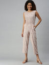 Women's Peach Geometrical Jumpsuit-AE-9890-Peach