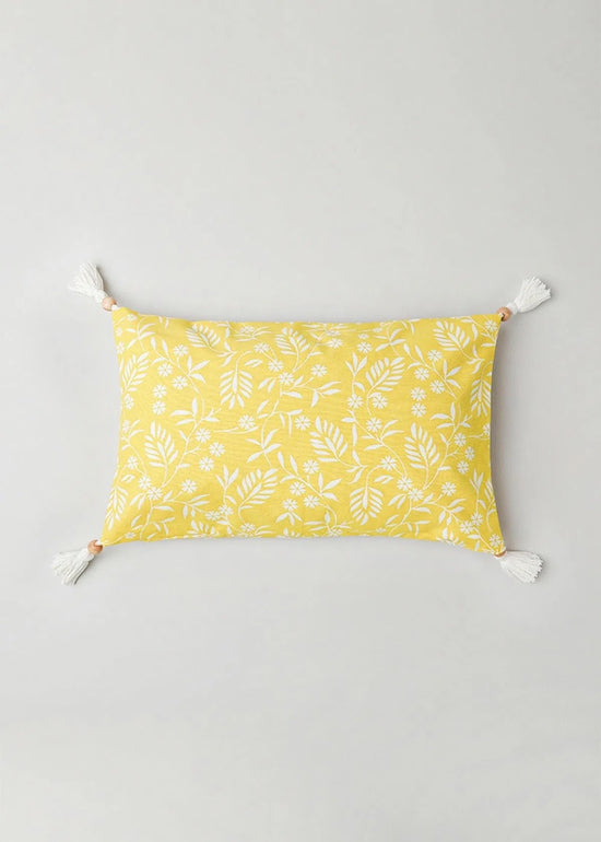 Yellow Daisy 100% cotton floral cushion cover for sofa - Yellow-230456114