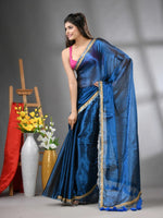 Sapphire blue Shimmer Tissue Saree With Gota Patti Borders-MA62TIS33990012