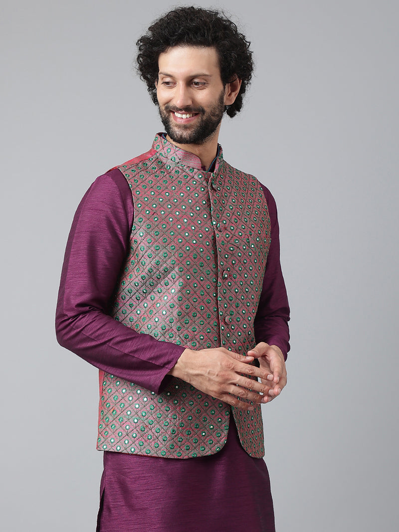 Hangup Men Standard Embroidered Men's Indian Wear-194A_Emb_Nehru