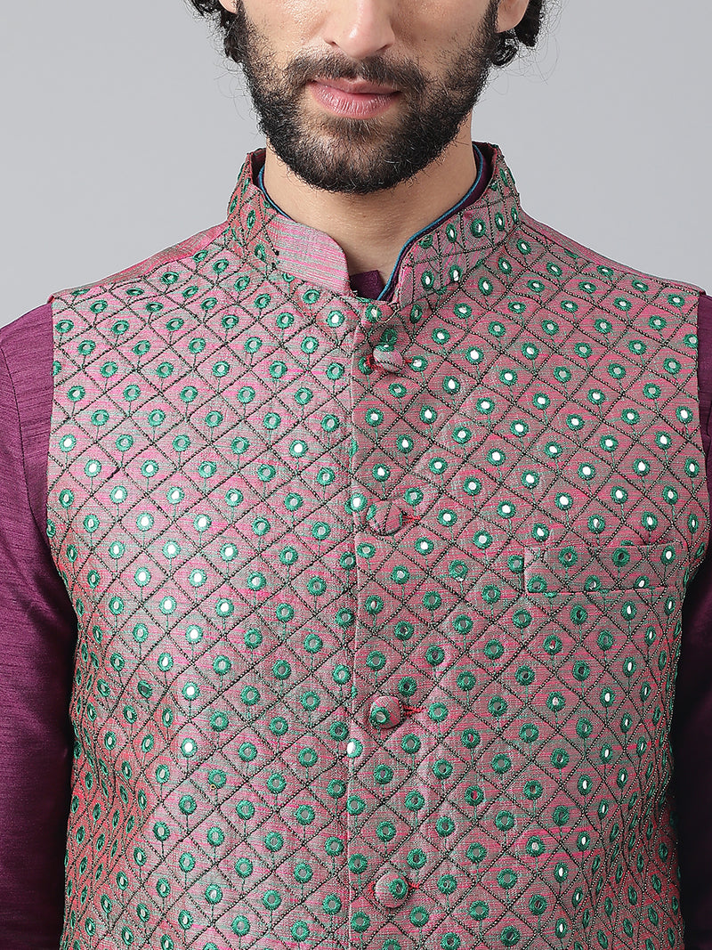 Hangup Men Standard Embroidered Men's Indian Wear-194A_Emb_Nehru